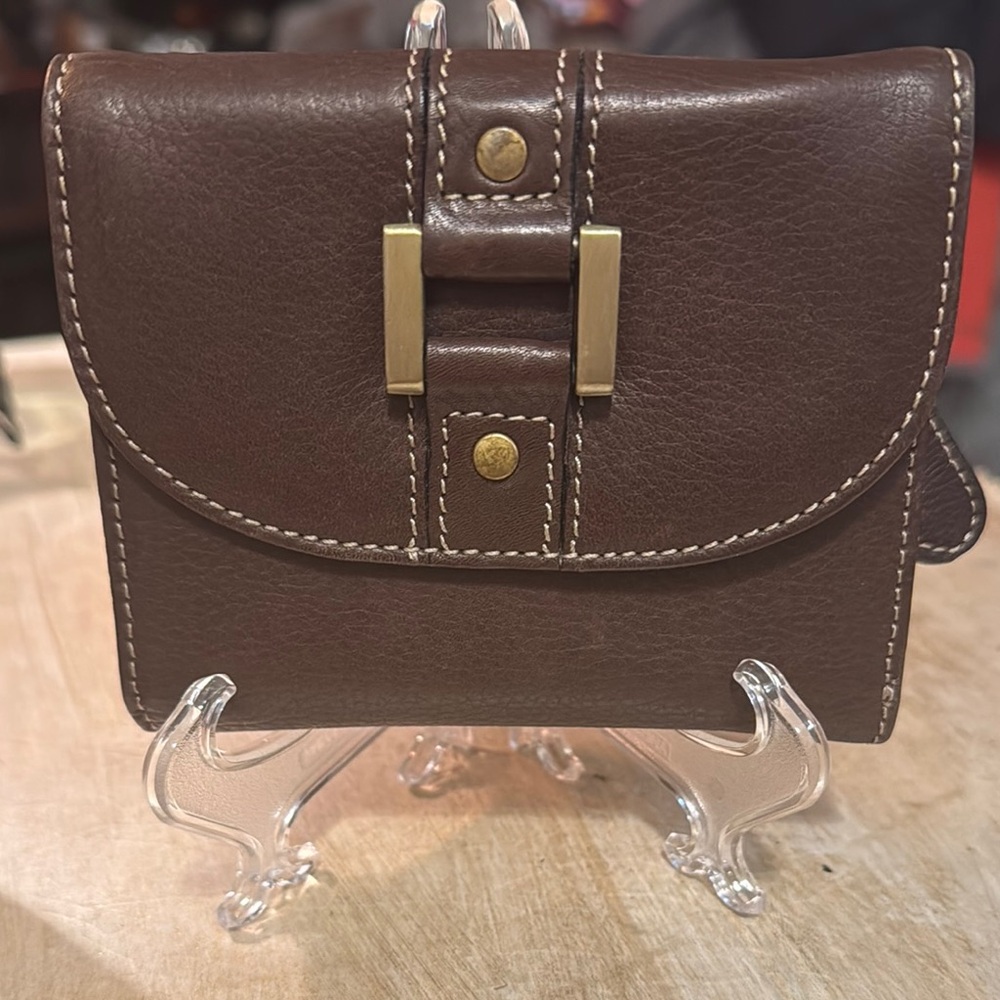 Wilsons Leather Brown Wallet with Gold-Toned Accents